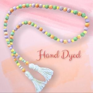 Hand Crafted New Wood Bead Garland Hand Dyed Original Tree Mantle Tier Tray B009